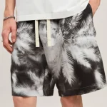 Model wearing Palm Angels Black Blueprint Palms Shorts front view