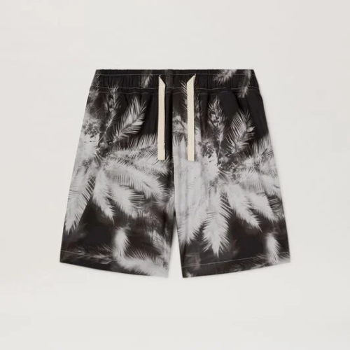 Palm Angels Black Blueprint Palms Shorts Front