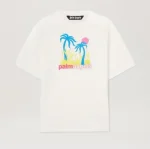 Palm Angels Burning Oasi Slim Tee Front Side In White