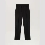 Palm Angels Curved Logo Track Pants Front View in Black