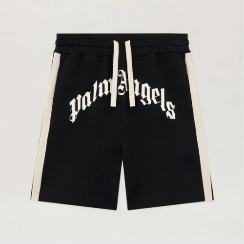Palm Angels Curved Logo Track Sweatshorts Front