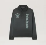 Palm Angels Dollar Logo Long Sleeve Polo Front