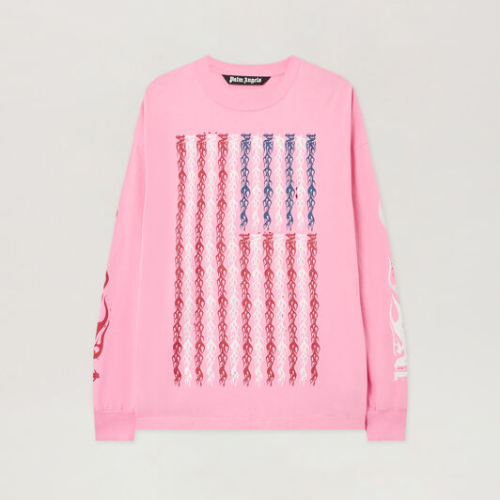 Palm Angels Flames Flag Long Sleeve T-Shirt Front