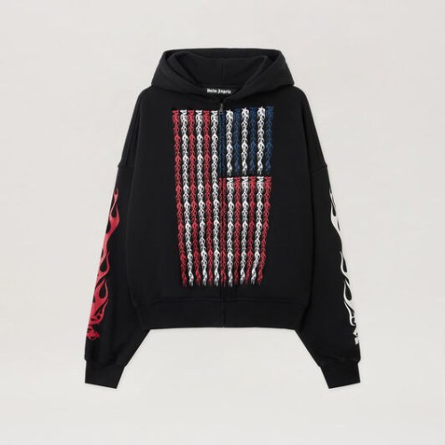 Palm Angels Flames Flag Zip Hoodie Front