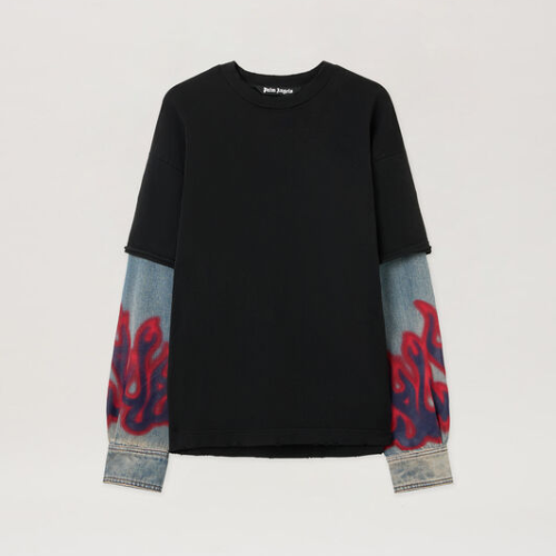 Palm Angels Flames Hybrid Long-Sleeve Shirt Front View