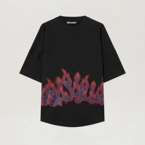 Palm Angels Flames Over T-Shirt Front