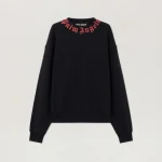 Palm Angels Neck Logo Sweatshirt Front In Black