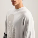 Palm Angels Skull Double Long-Sleeved Shirt Front View in White